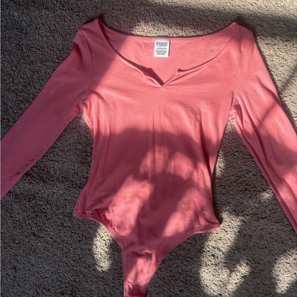 PINK Women's Pink Long Sleeve Bodysuit